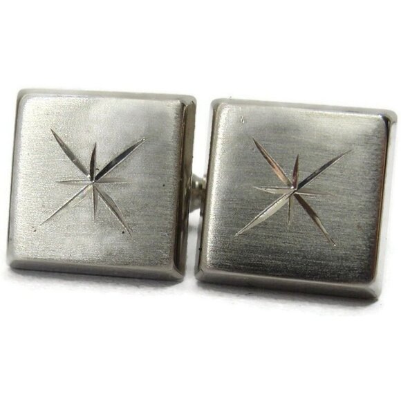 Tradition Silver Tone Cufflink Matching Tie Set Formal Wedding Tux Vintage IOB - Picture 9 of 16
